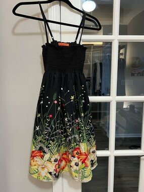 Barami Black Floral Sun Dress for Girls with Adjustable Straps